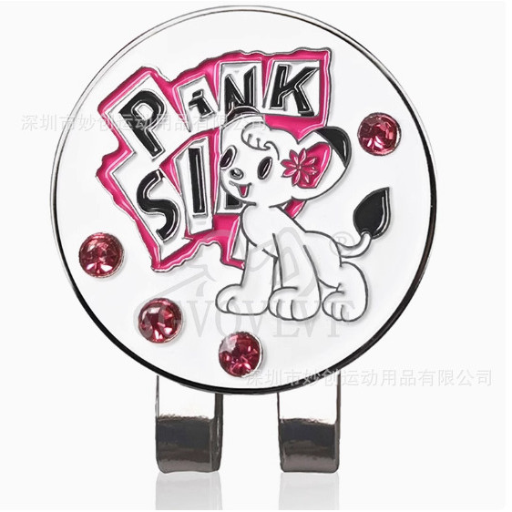 Clipe para boné de golfe com fixador magnético, marca de cachorrinho rosa, acessório novo para marcar a posição da bola,