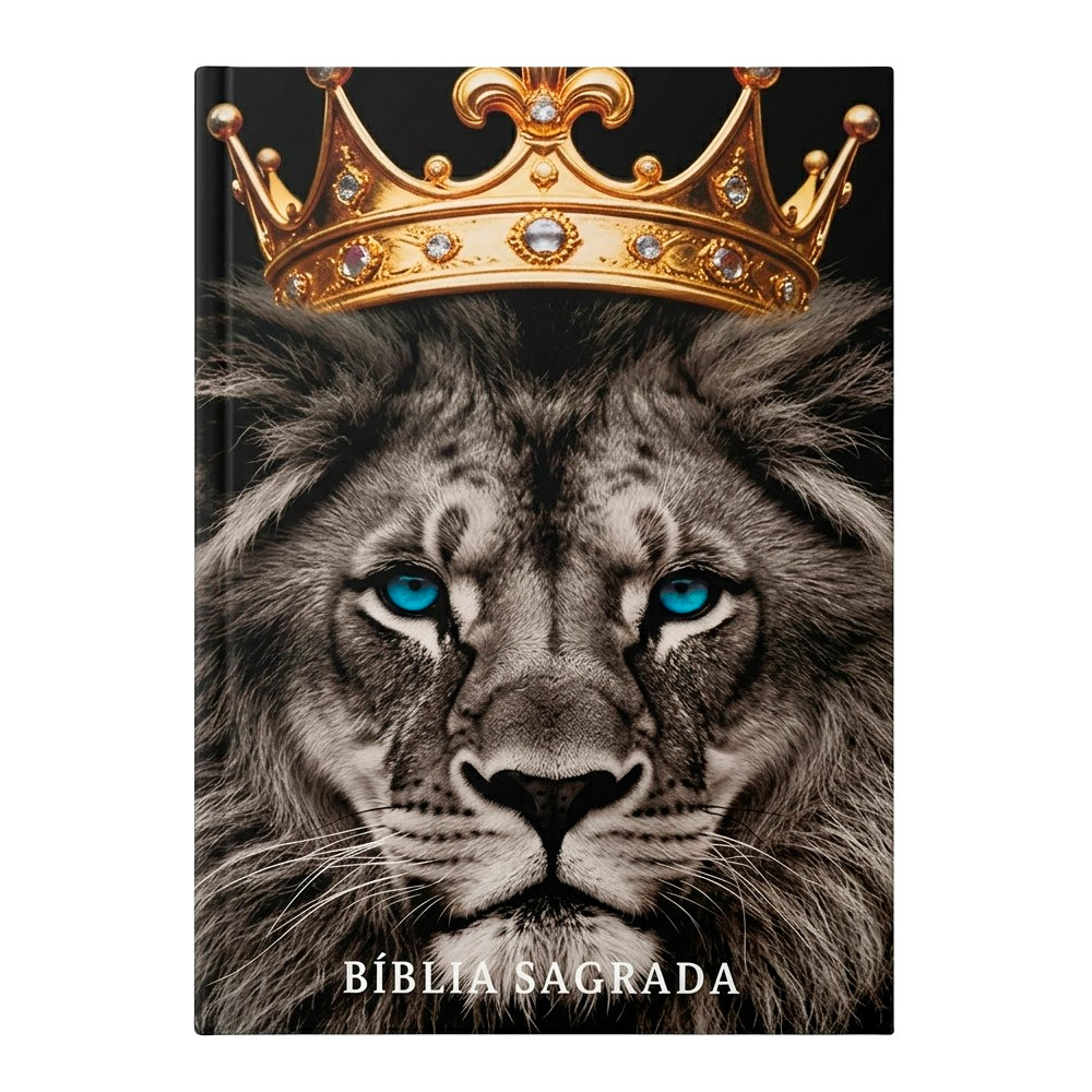 Bíblia Sagrada Leão Coroa Dourada | NVA | Full Color | Capa Brochura