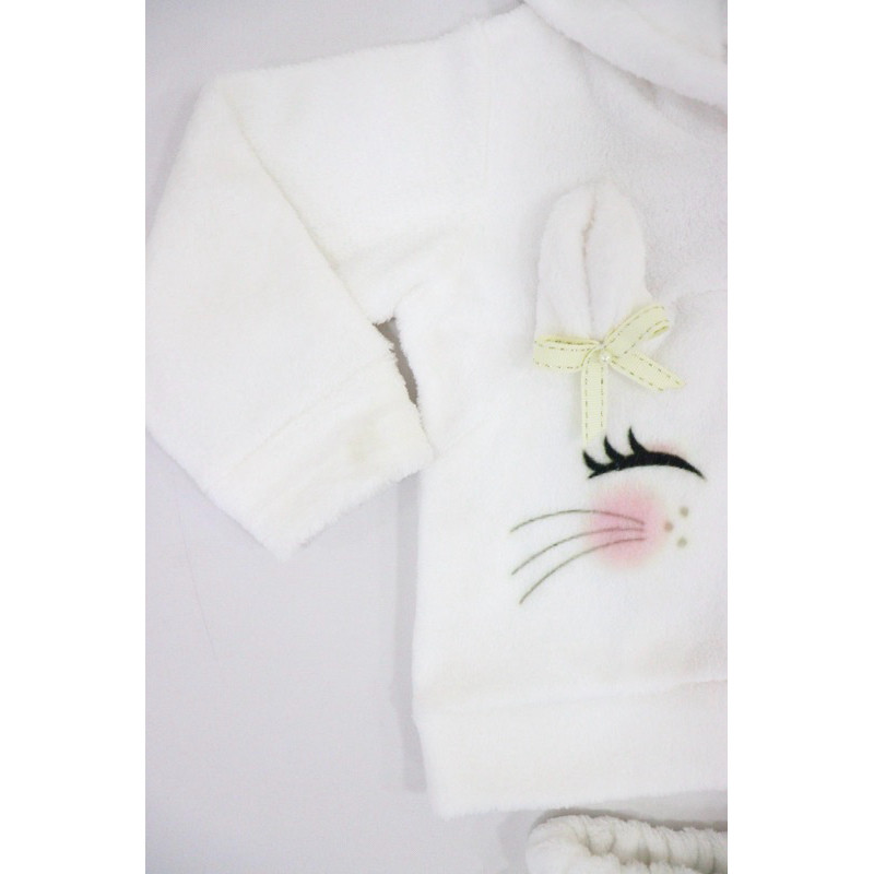 Detalhes do Conjunto Infantil Gatinho Bebê Menina Quentinho Inverno Frio Moletom Peluciado Confortável Estiloso