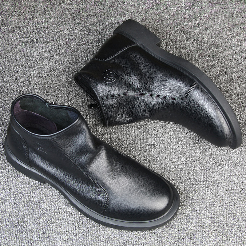 Sapatos de algodão masculinos sapatos de couro de algodão botas de couro de inverno masculino couro genuíno negócios Cas