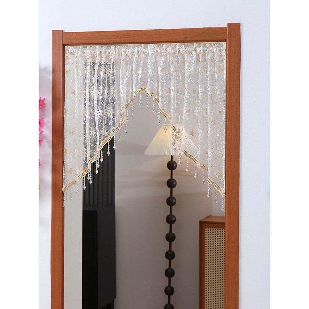 Cortina decorativa francesa meia cortina de gaze cortina de renda Retro quarto divisória cortina de entrada cortina de p