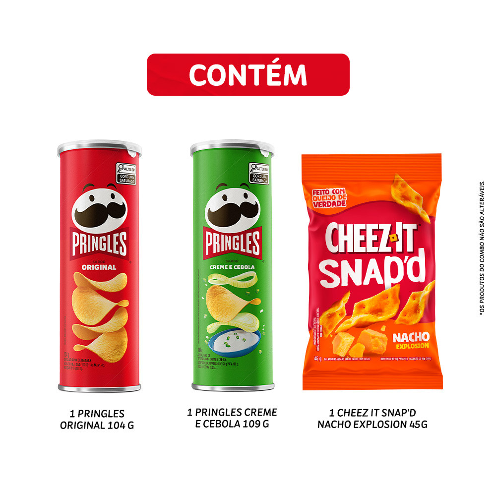Combo Salgadinho Batata Frita Pringles Original 104G E Creme E Cebola 109G E Cheez-It Snapd Nacho Explosion 45G · foto 2