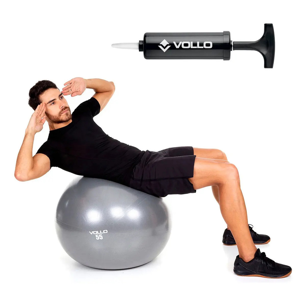 Bola Suíça Ginástica Gym Ball 55cm Cinza c/ Bomba