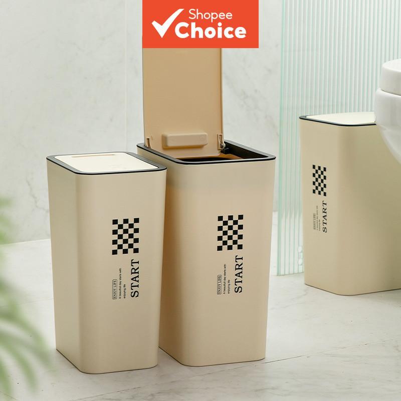 Lixeira Coberta para Uso Doméstico, 10L, Lixeira de Grande Capacidade com Pressão, Banheiro, Sala de Estar, Lixeira para