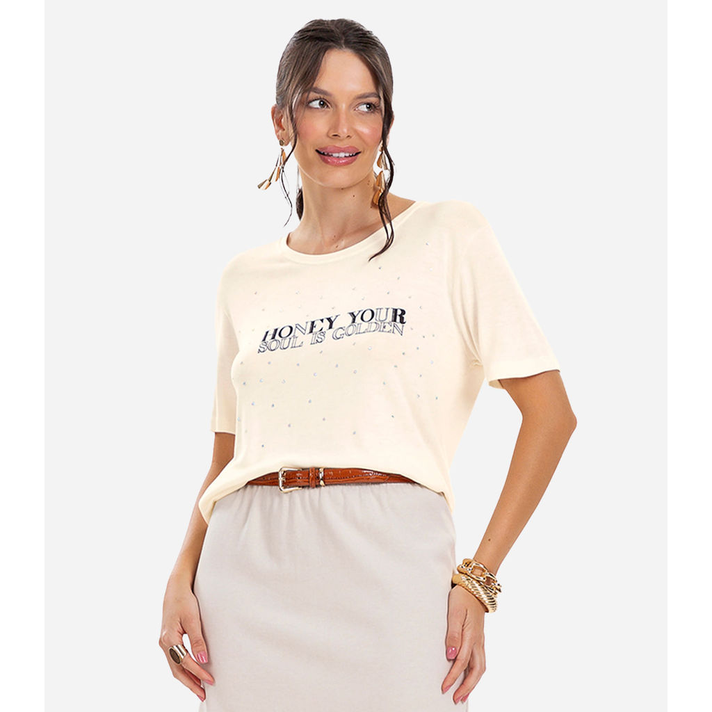 Blusa Visco Tricot Feminina Rovitex Bege