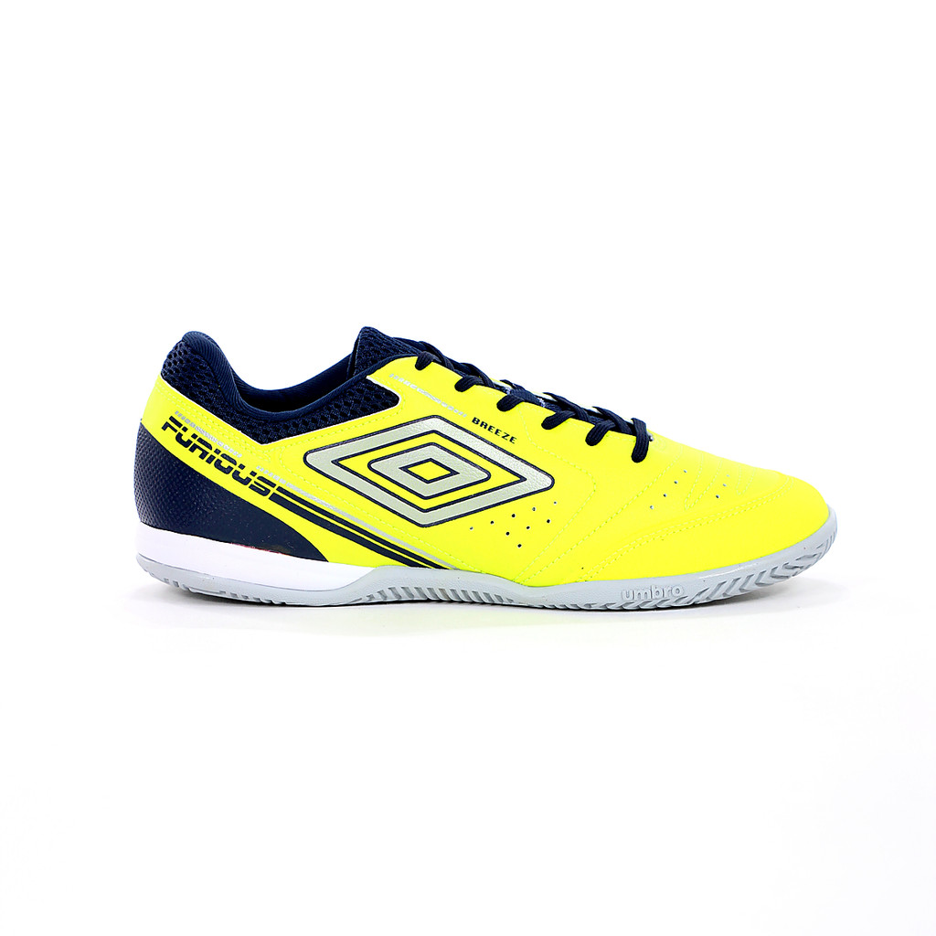 Chuteira Umbro Futsal Furious Verde Neon e Prata- Masculino
