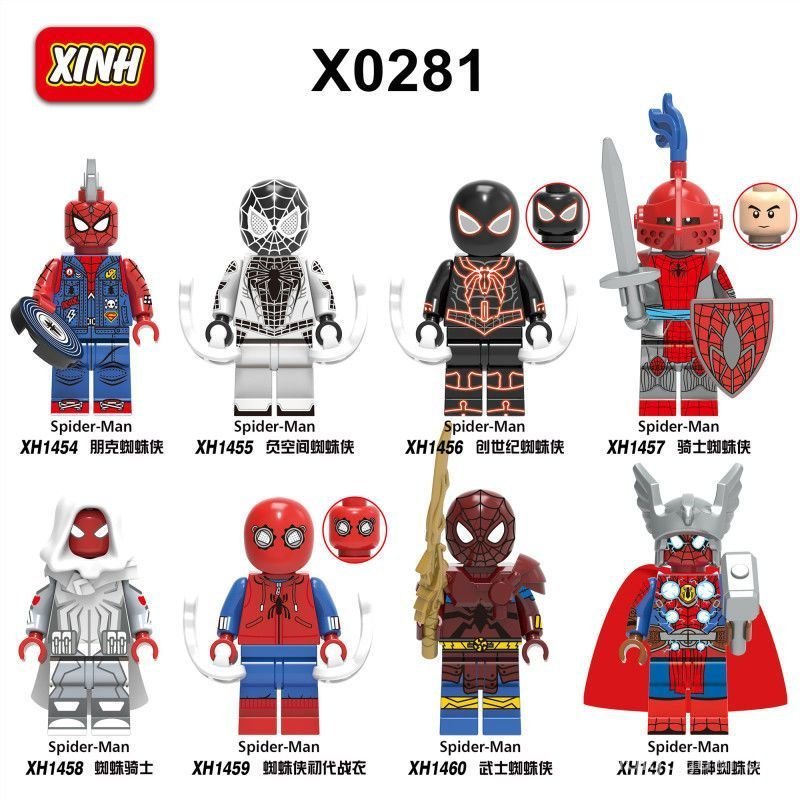 Novos blocos de montar compatíveis Marvel Super Heroes Negative Space Genesis Thor Punk Spider-Man modelo de minifigura