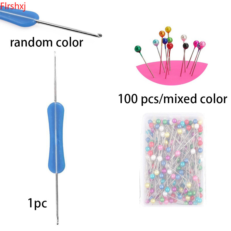 1 Conjunto De Agulhas De Tricô De Aço Inoxidável De Duas Cabeças Emparelhados Com Pérola De Cores Mistas 38 Mm Para Joia