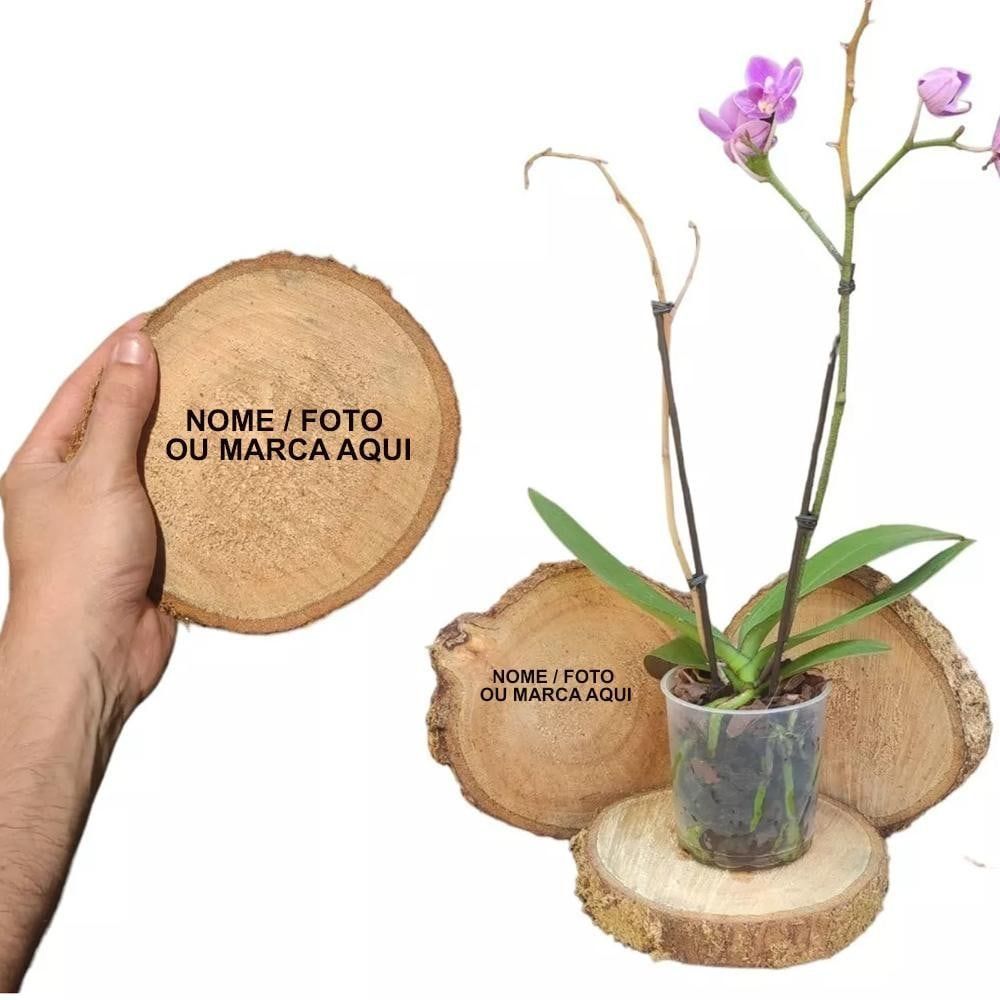 Bolacha de Madeira Rustica Decoração Arvore Tronco Personalizada