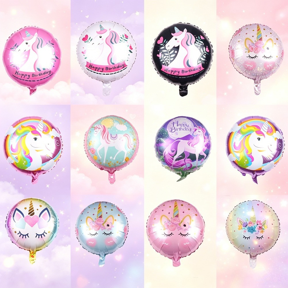 1 Peça Balão De Unicórnio Redondo De 18 Polegadas Decoração De Festa De Aniversário Infantil