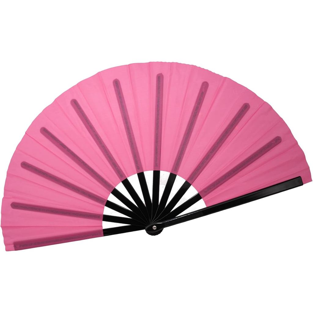 QIRMIZI Large Folding Hand Rave Fan - Nylon Cloth Fans-Vintage Retro Fans for Chinese Japanese Kung Fu, Tai Chi, Dance,