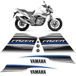 Kit Adesivos para Yamaha Fazer 250 Ys 2015 Branca + Emblemas