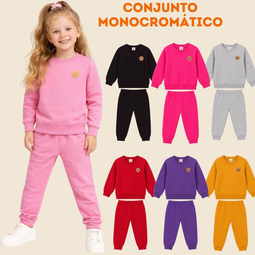Kit 4 Peças Moletom Inverno Casaco e Calça Menino Menina Várias Cores Infantil Conjunto 1 a 10 anos