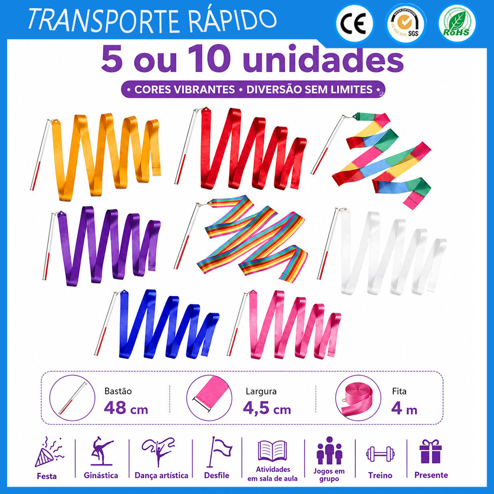 5/10x Fitas de dança e fitas de ginástica para aulas de dança festas ginástica e como decoração de festas ou presentes
