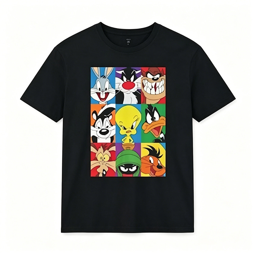 Camiseta Masculina Feminina Oversized Estampa Personagens Looney Tunes Grade Colorida T-shirt Streetwear Vintage Manga