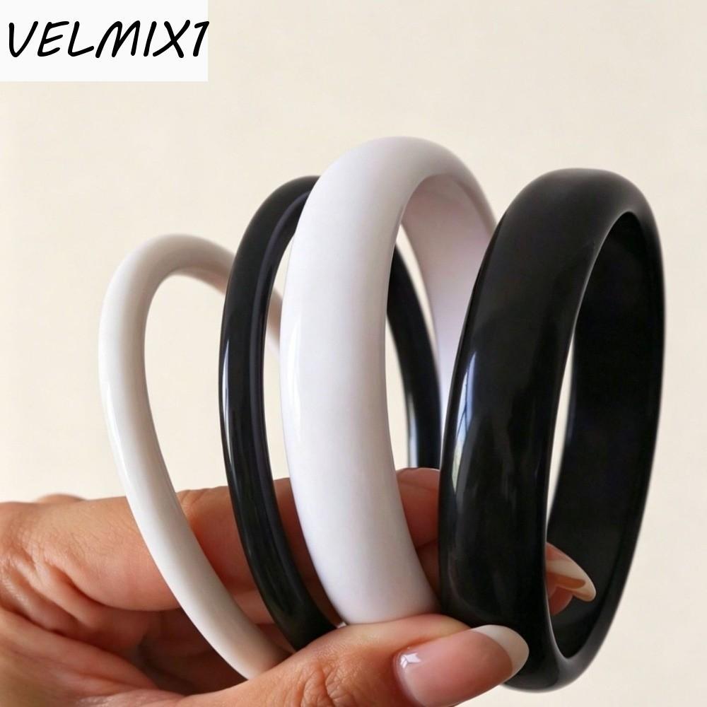 VELMIX1 4 Pçs/Set Conjunto De Pulseiras Acrílicas , Pulseira De Resina De Anel De Mão Empilhável Tubo Curvo Coreano
