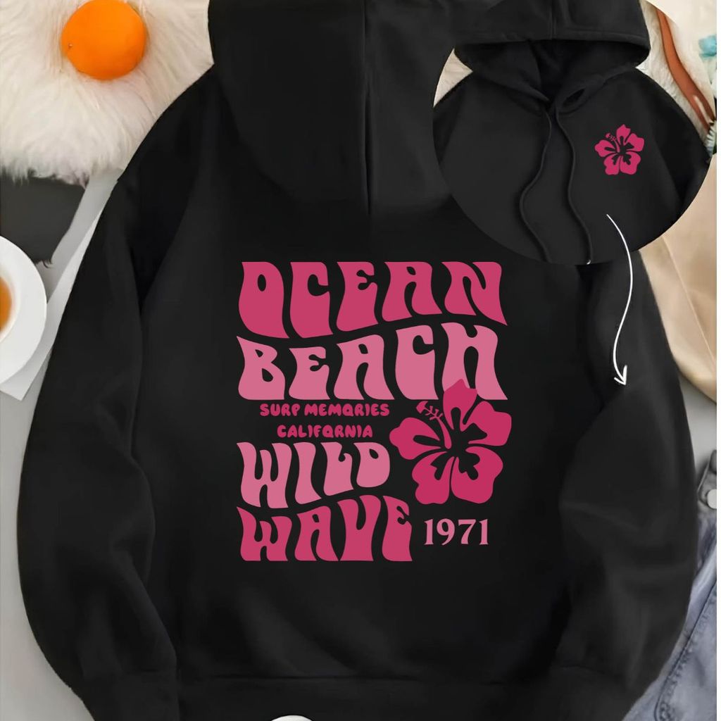 Moletom Liso Ocean Canguru Capuz Feminino