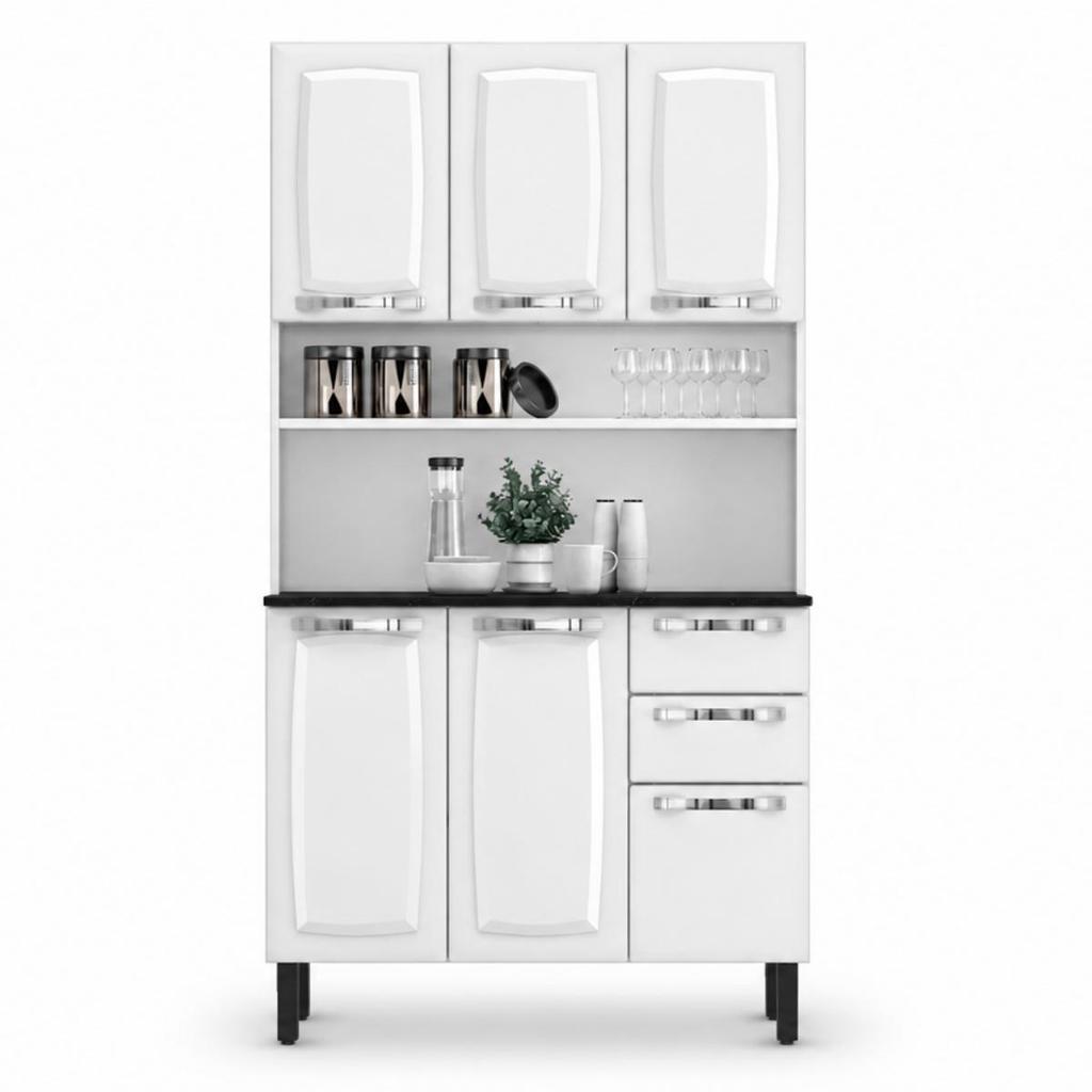 Kit Cozinha Compacta Pratika 105cm em Aço Itatiaia Branco
