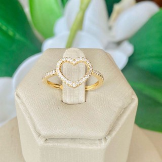 Anel Coração Vazado Banhado a Ouro 18k com Zircônias em Oferta na Shopee