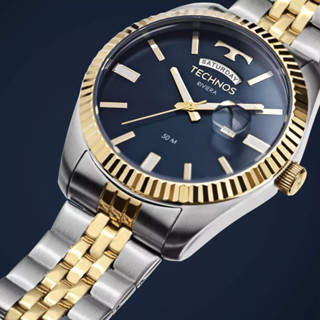 Relógio Technos Riviera Prata Dourado Masculino 2350am/1a em Oferta na Shopee