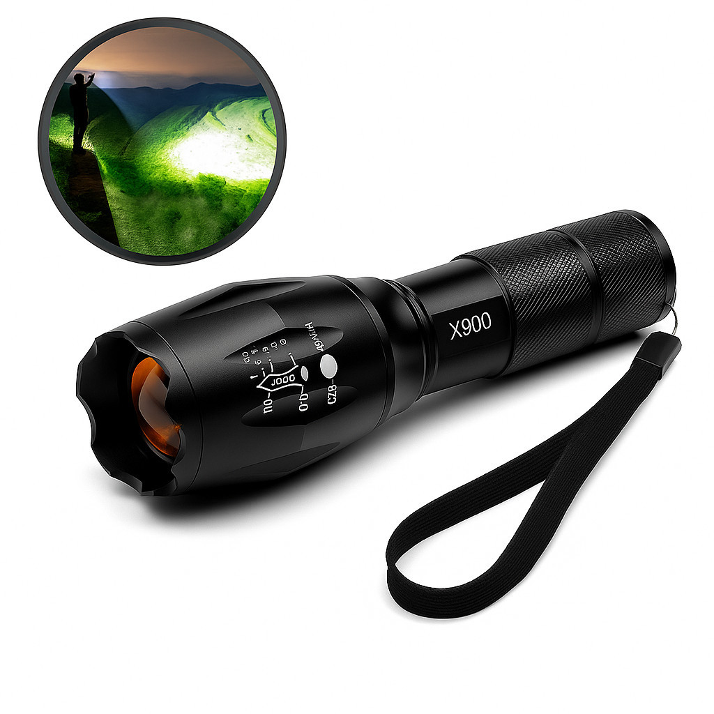 Lanterna Tática Militar X900 Recarregável 5W LED de Alta Potência Iluminação para Casa Camping Trilhas