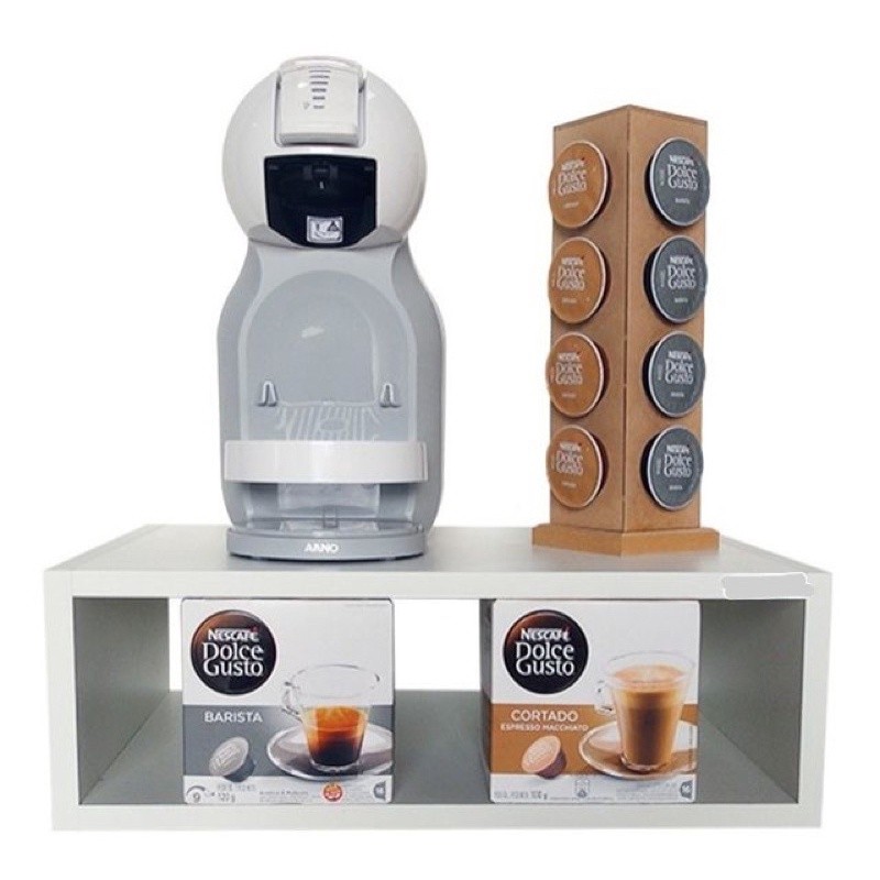 Nicho Prateleira Para Cafeteira Cápsulas Dolce Gusto Suporte Café Em Mdf Branco Fosco