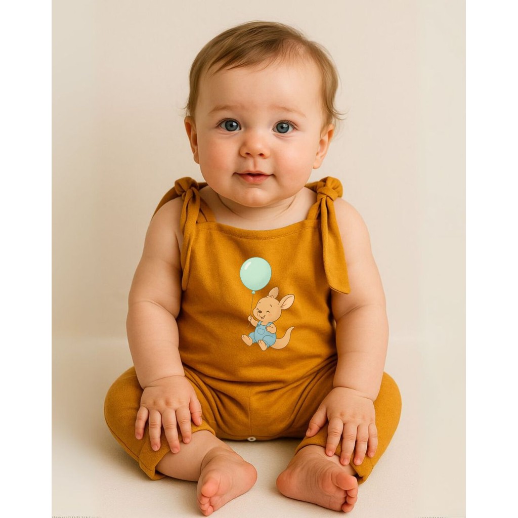 Roupa Bebê Jardineira Canguru Balão Macacão Alça Ajustável 100% Algodão