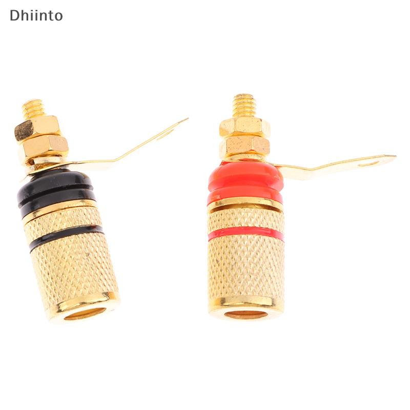 [Dhiint] 1 Par Banhado A Ouro Amplificador Alto-Falante Postes De Ligação Terminal 4MM Soquetes Plug Jack Conector De Áu