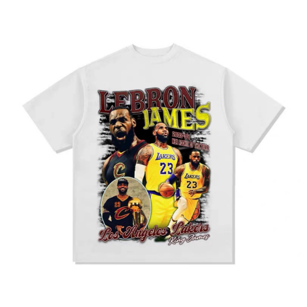 Camiseta Estampada Com O Astro Do Basquete James, Camiseta Casual De Algodão Retrô Unissex