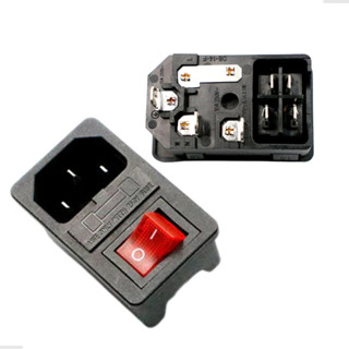 Tomada Conector de Painel 10a IEC 320 C14 macho com chave liga desliga e porta fusível em Oferta na Shopee