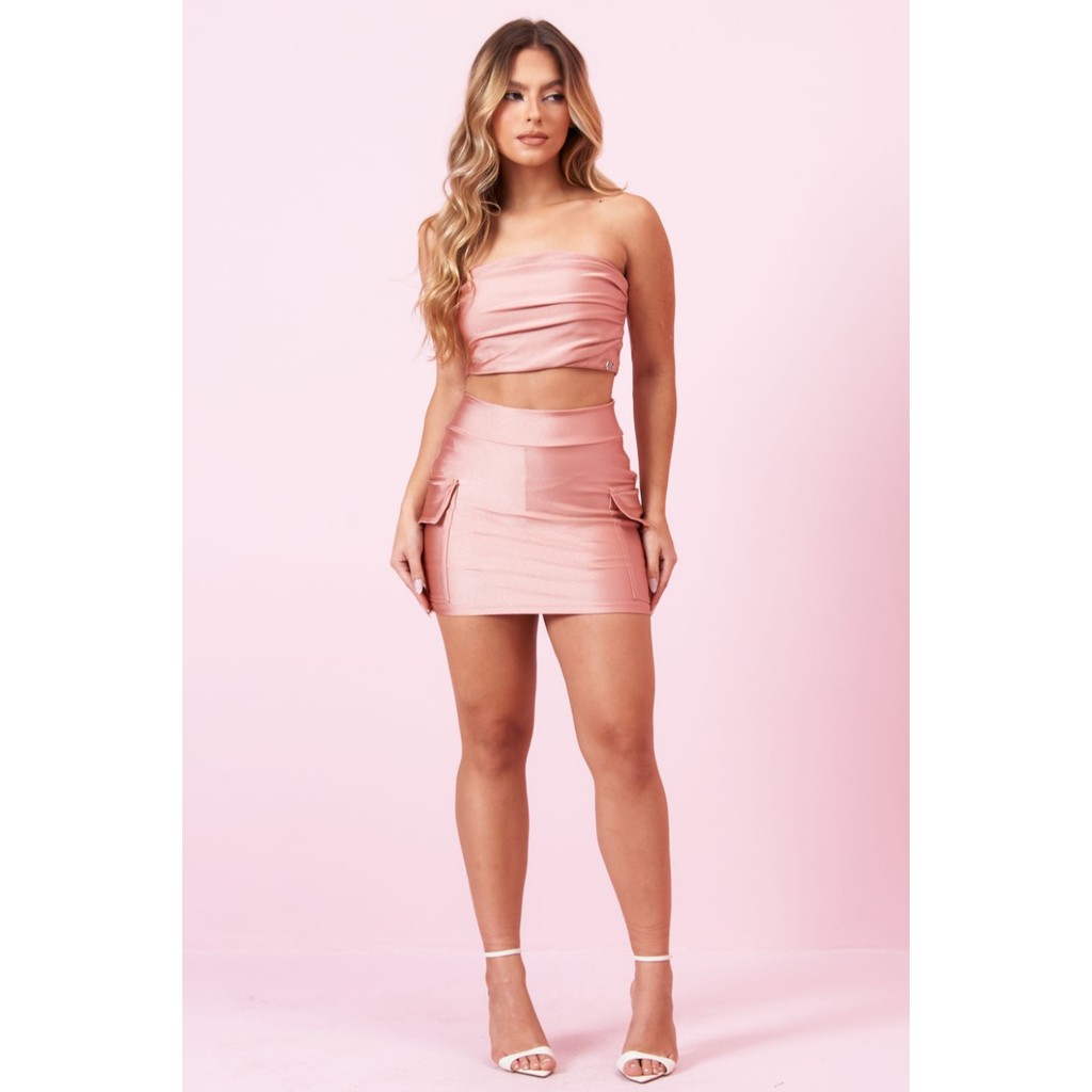 Short Saia Up Glam Com Bolso Cargo Planet Girls Rosa em Oferta na Shopee