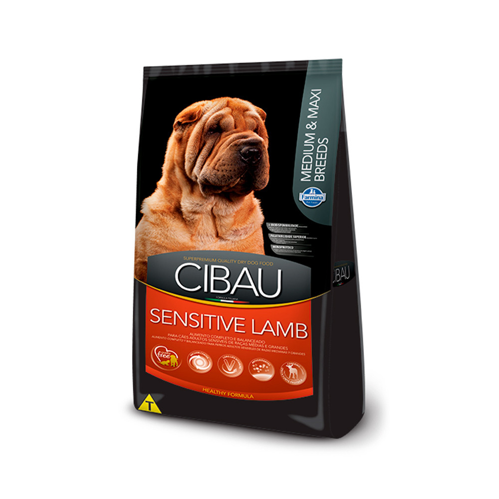 Ração Cibau Cães Adultos Sensíveis Cordeiro Raças Médias/Grandes 12Kg