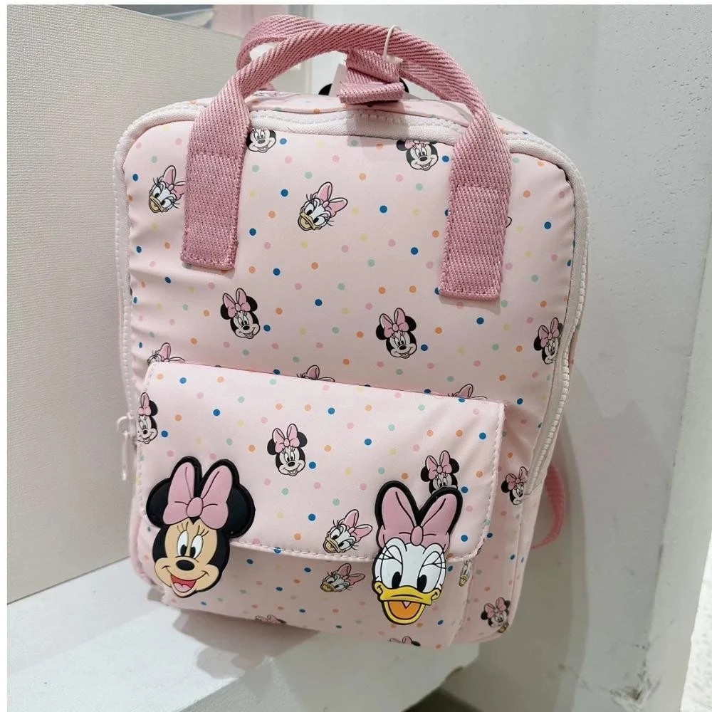 Mochila Infantil , Mini Bolsa Escolar Com Estampa Da Minnie Mouse , De Viagem Rosa Zíper De Desenho Animado-& -