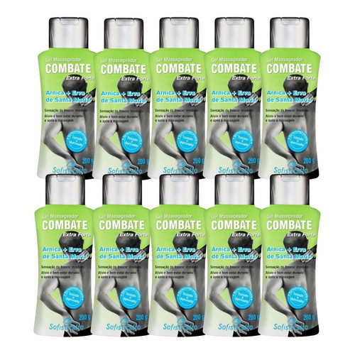 Kit 10 Gel Combate Erva De Santa Maria massagem corporal sofisticatto cosméticos
