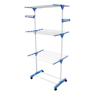 Varal Vertical 3 Andares Inox Retrátil Apartamento Com Rodas Azul em Oferta na Shopee
