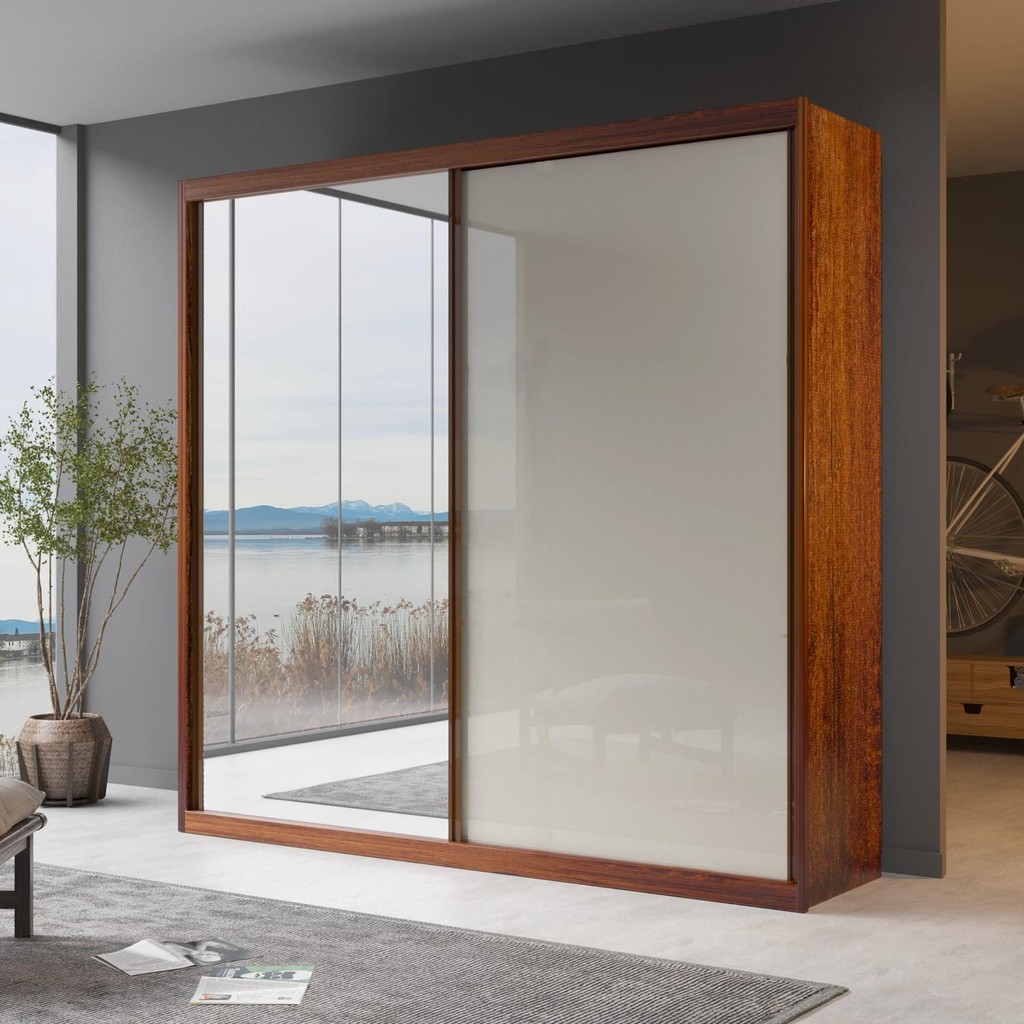 Guarda-Roupa Casal Lauren com Espelho 2 Portas Bom Pastor em Oferta na Shopee