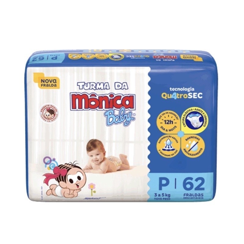03 Pacotes Fralda TURMA DA MÔNICA BABY MEGA - Escolha o tamanho — imagem 2 de 2