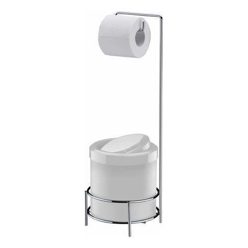 Suporte Future Para Papel Higienico Com Lixeira Branca 5 L