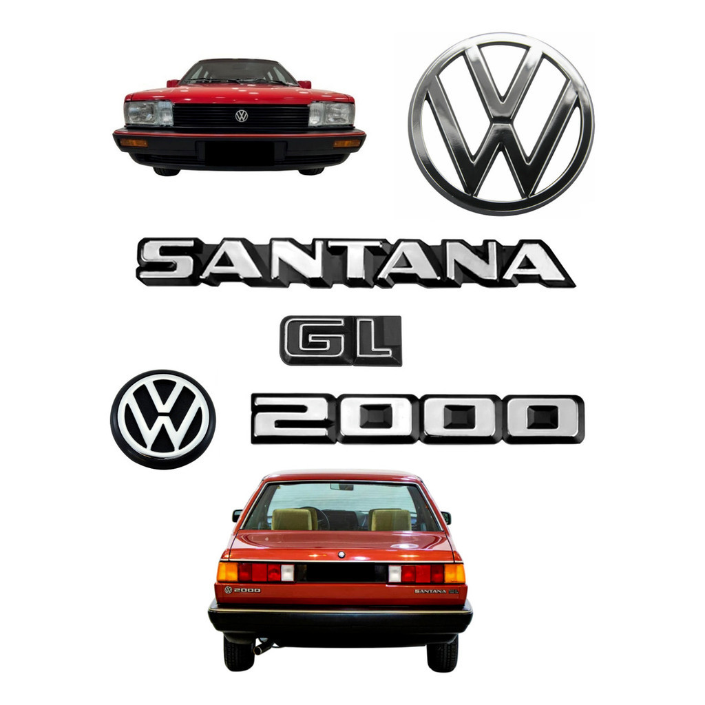 Emblemas Santana Gl 2000 + Vw Da Grade E Mala - 1987 À 1990