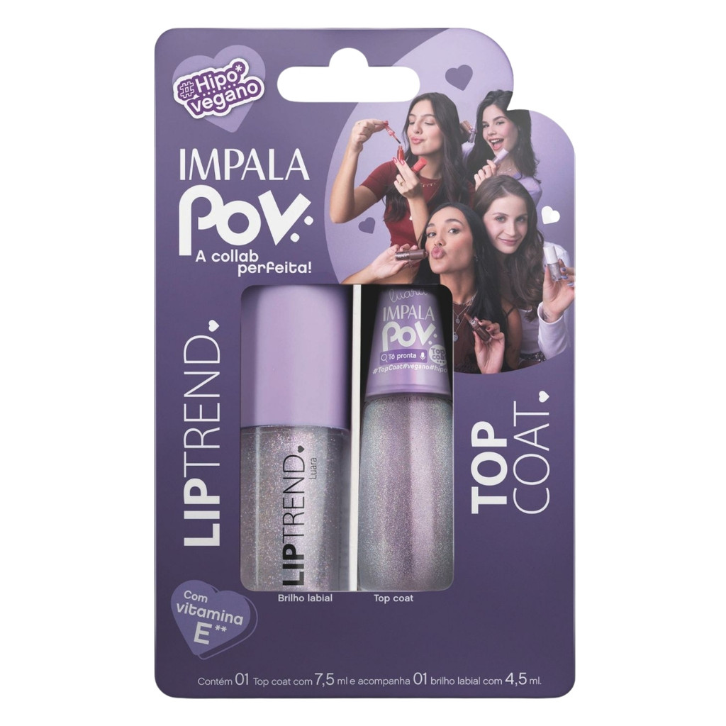 Kit Esmalte Top Coat E Brilho Labial Pov To Pronta Impala