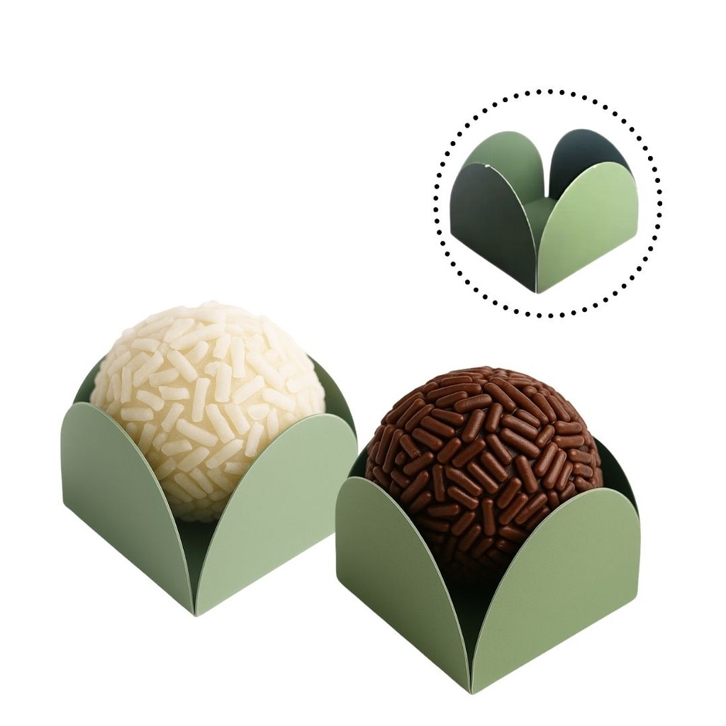 250 Forminhas verde eucalipto Para Doces 4 Pétalas 3,3X3,3X2,5 121.62 (Nc Toys Simples)