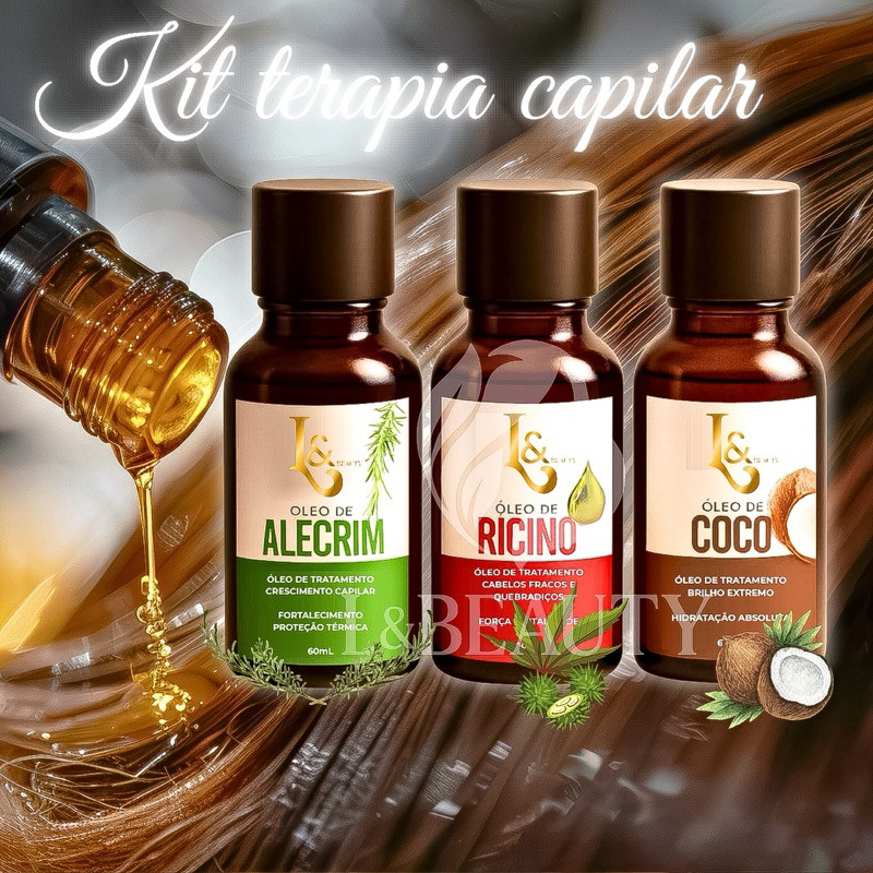 Kit Terapia Capilar Misturinha L&Beauty Óleo de Coco + Rícino + Alecrim 60ml