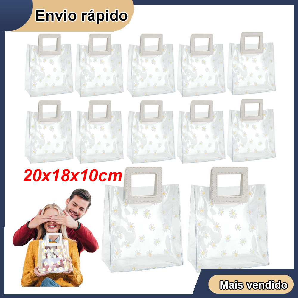 5/10/15/20 peças Saco De Presente Margarida Com Alça Embalagem De Doces De Casamento Sacola Reutilizável 20x18x10cm