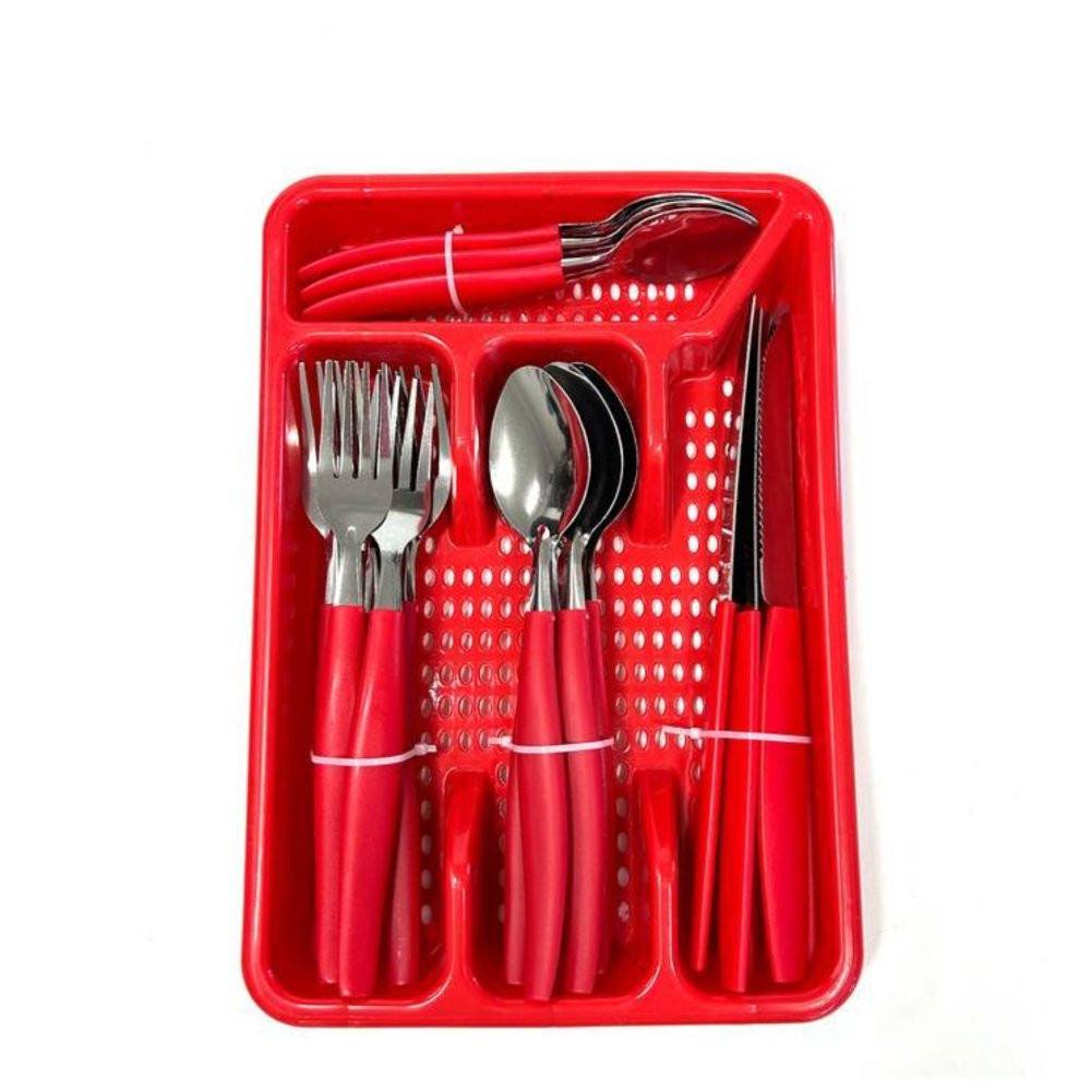 Jogo de Faqueiro Inox Com Gaveteiro 25 Peças - Sortida