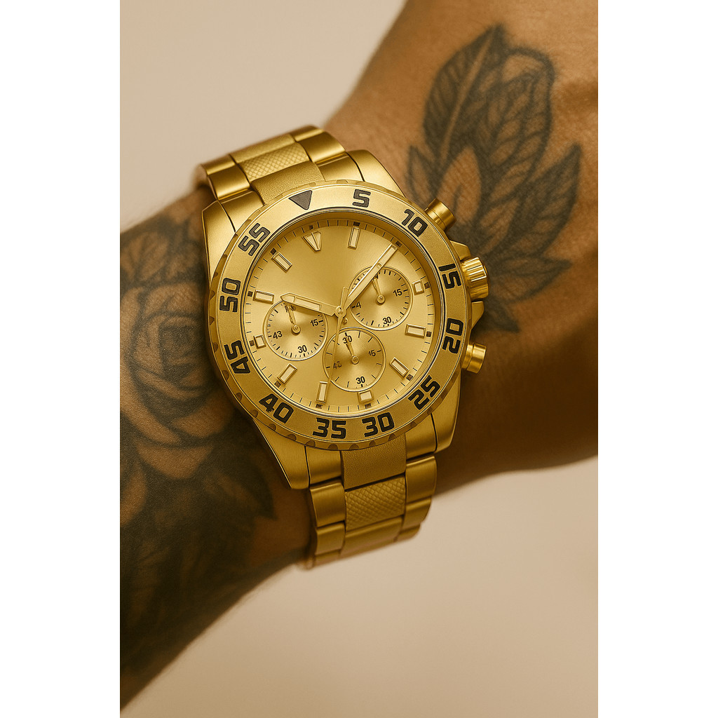 Relógio Masculino Aço inox Conjunto c/ Corrente + Pulseira e Pingente