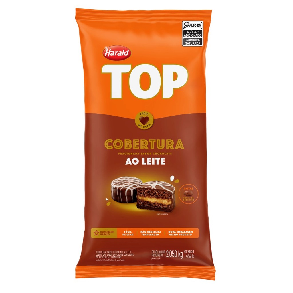 Cobertura de Chocolate ao Leite Top - Gotas 2,05Kg HARALD em Oferta na Shopee