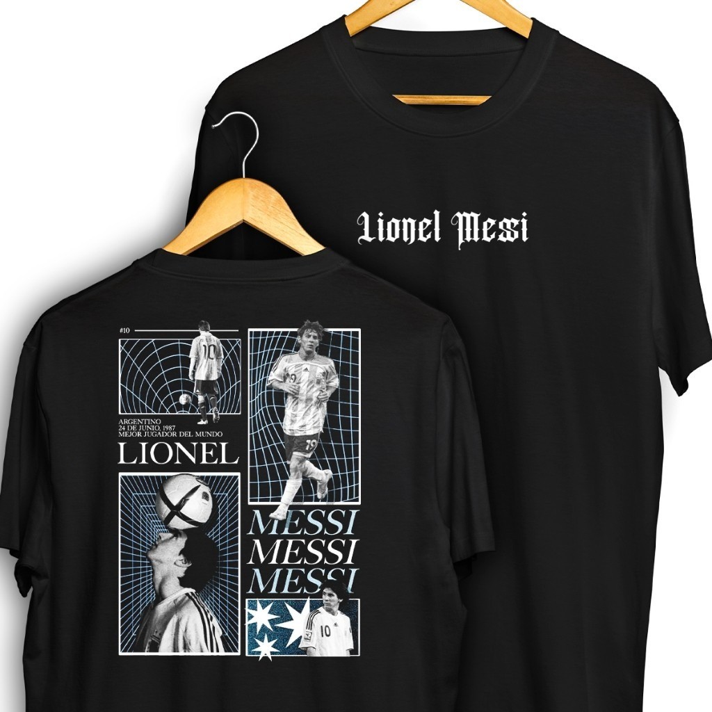Camiseta Masculina Lionel Messi Frente e Verso Streetwear - Blusa de Malha 100% Algodão Premium em Oferta na Shopee