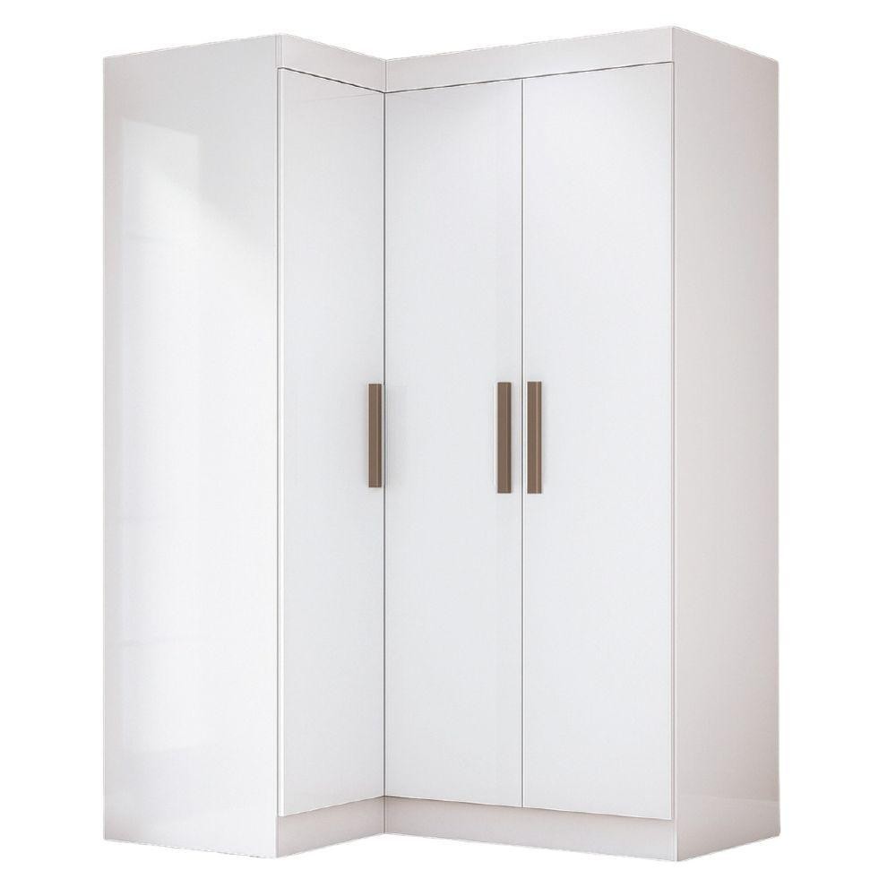 Quarto Modulado De Canto Madrid Com 3 Portas Maxel Branco
