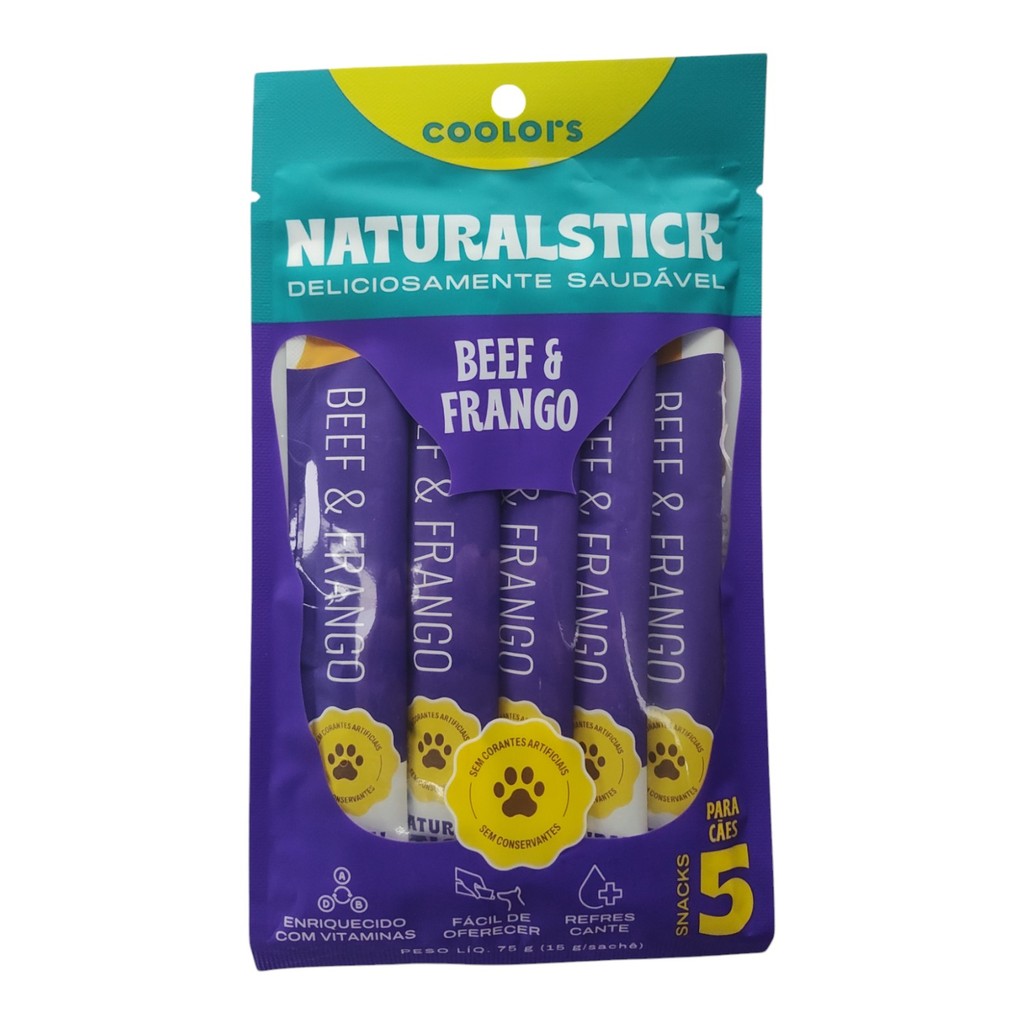 Sachê Natural Stick Sabor Beef e Frango Caes C/ 5un De 15g