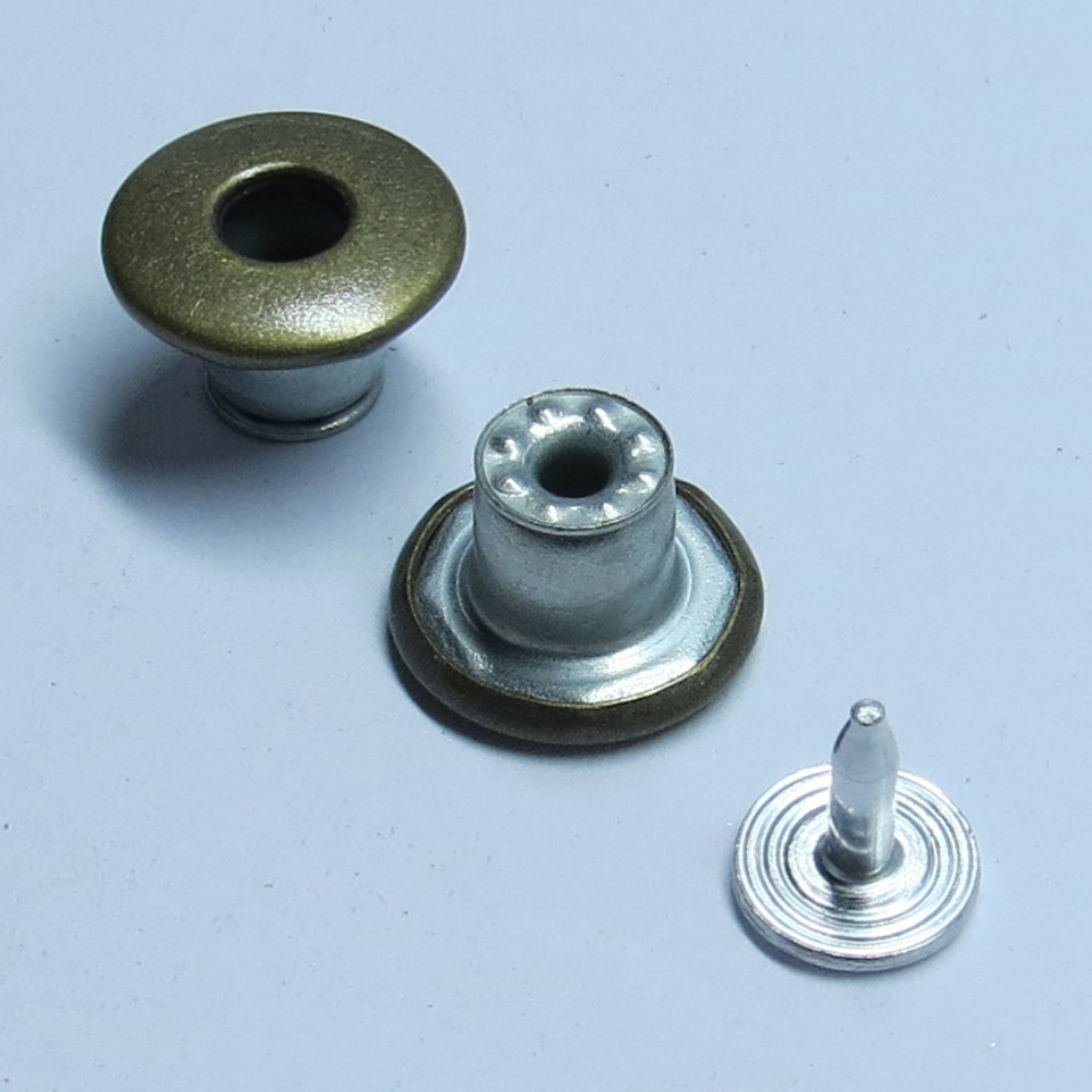 1000 Peças Botão Flexível Eberle 14mm Ferro Vazado Ouro Velho Ideal para Calças Jeans e Roupas Resistentes